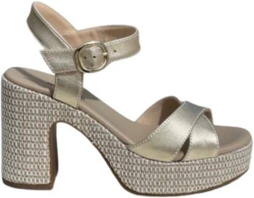 Nerogiardini Metallic Leren Sandalen met Blokhak
