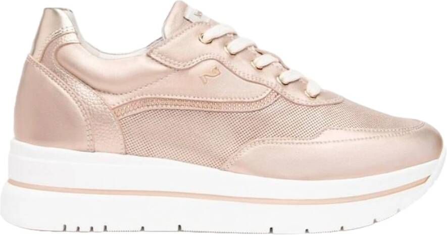 Nerogiardini Metallic Leren Sneakers met Ademende Mesh Inzetstukken