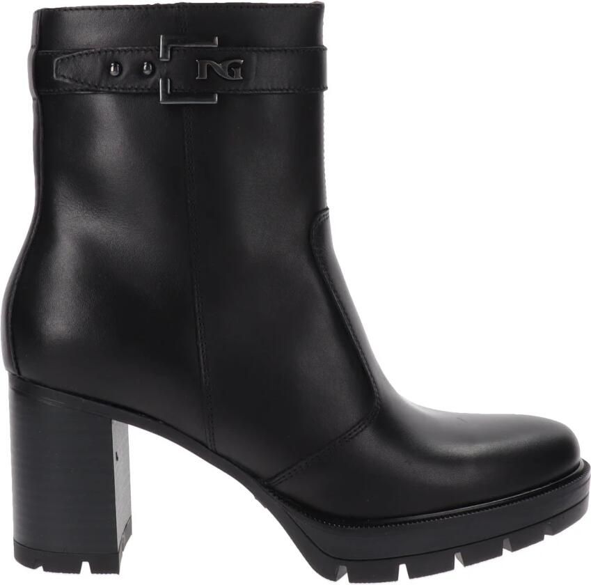 Nerogiardini Italiaanse leren enkellaarzen voor dames Black Dames