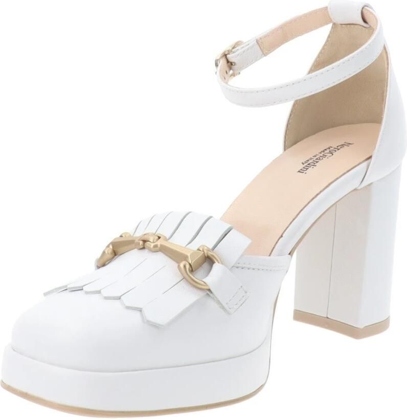 Nerogiardini Witte enkelband hoge hakken White Dames