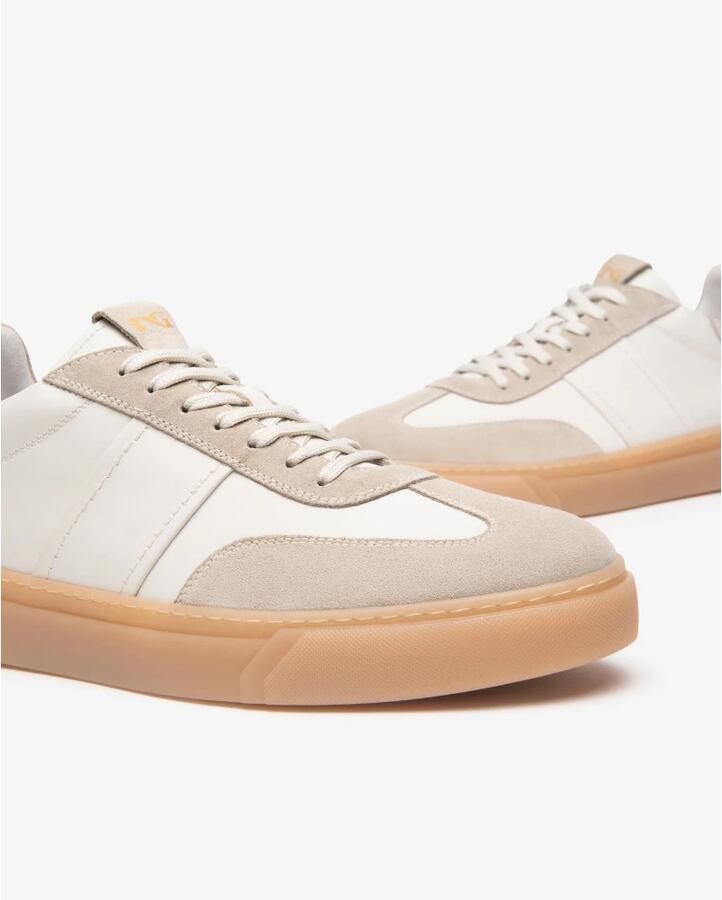Nerogiardini Leren en suède sneakers ivoor