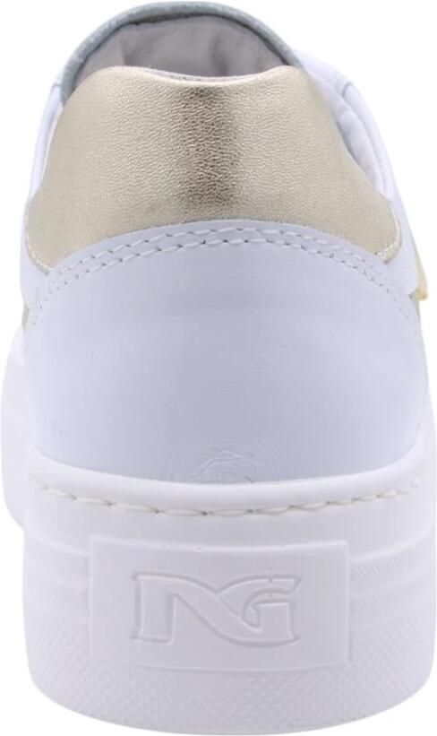 Nerogiardini Metallic Gouden Logo Leren Sneakers
