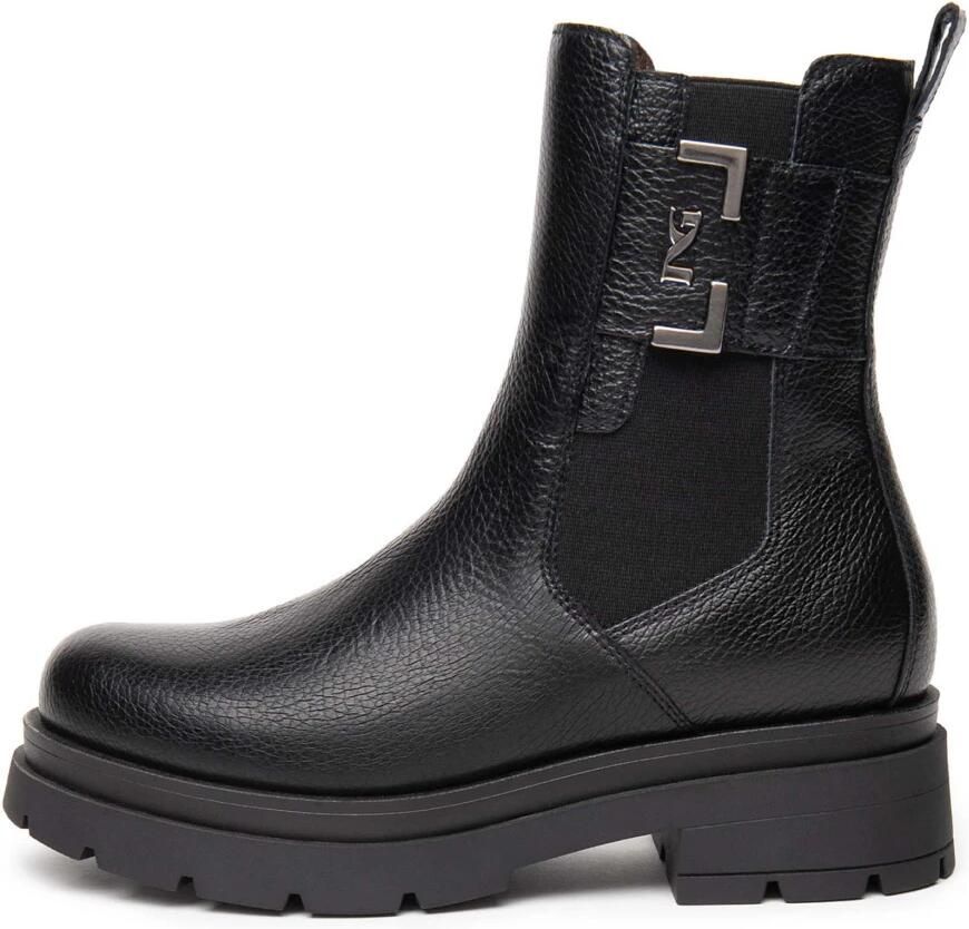 Nerogiardini Zwarte leren blokhak laarzen