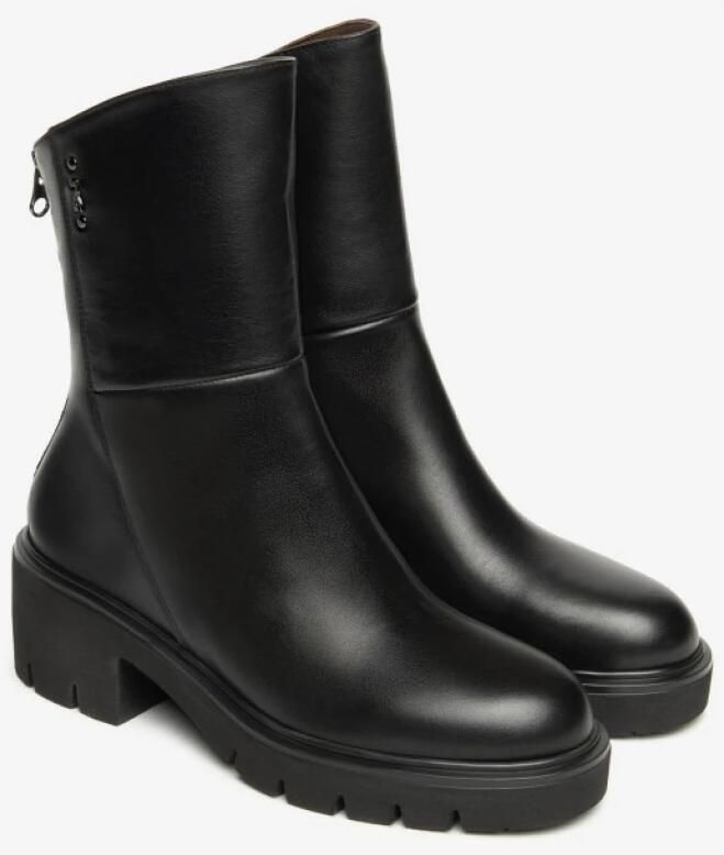 Nerogiardini Zwarte leren enkellaarsjes met rits - Foto 2