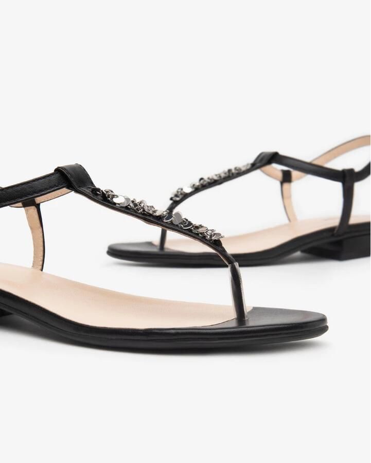 Nerogiardini Zwarte Pailletten Slippers Sandalen