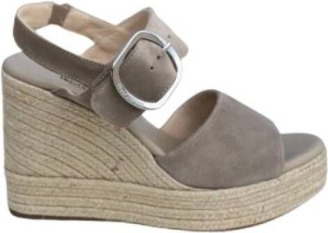 Nerogiardini Open-teen Sleehak Sandalen in Suède Leer