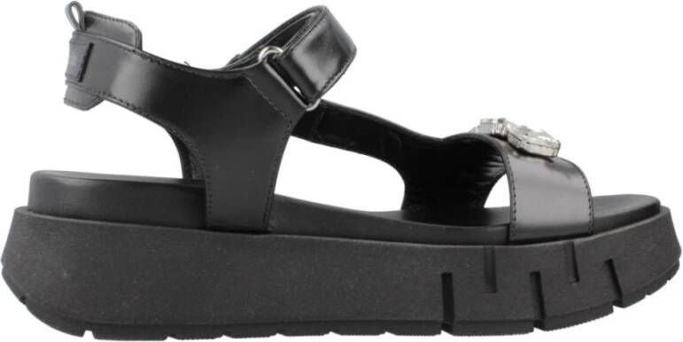 Nerogiardini Zwarte leren sandaal met kristaldetail Black Dames - Foto 3