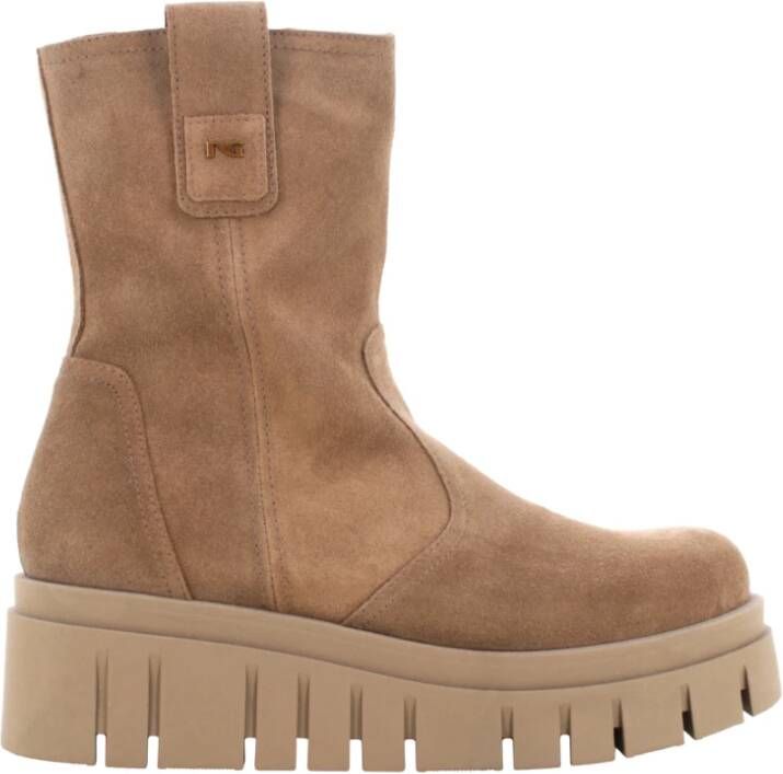 Nerogiardini Platform Dames Enkellaarzen Zwart Beige Dames