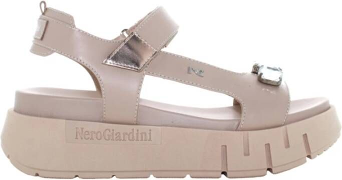 Nerogiardini Platform Sandalen voor Vrouwen Beige Dames