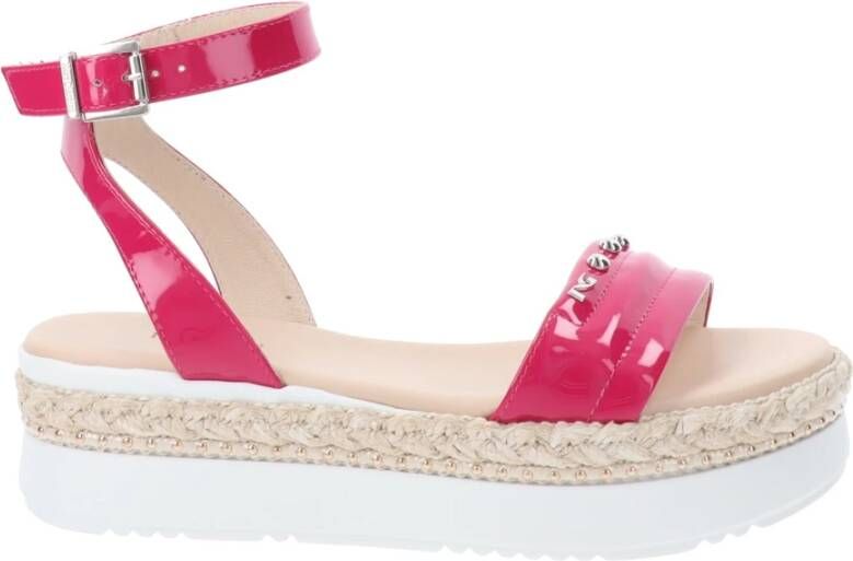 Nerogiardini Leren platte sandalen voor vrouwen Pink Dames