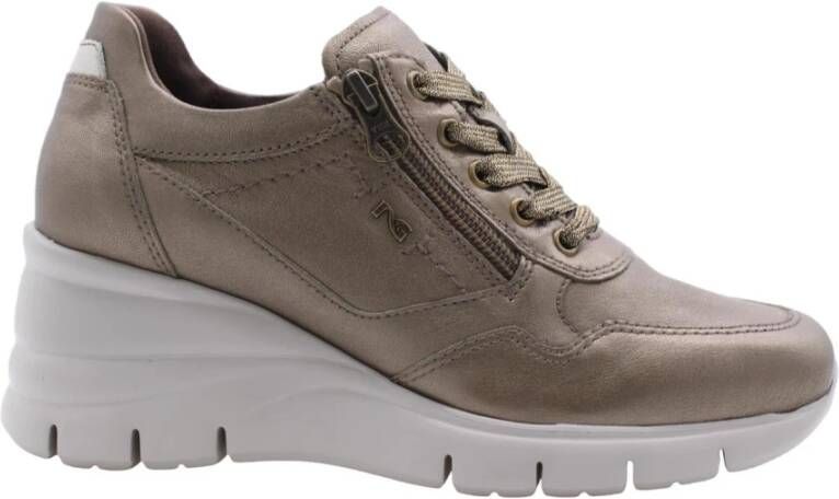 Nerogiardini Bronzen Gelamineerde Leren Sneaker Brown Dames - Foto 10