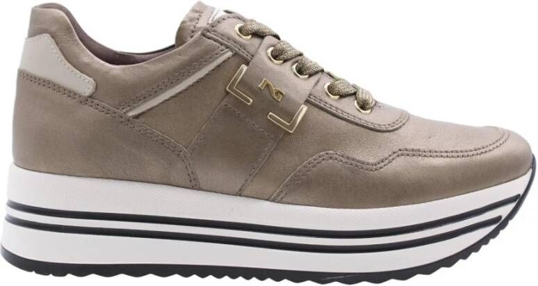Nerogiardini Bronzen Gelamineerde Leren Sneaker Brown Dames - Foto 13
