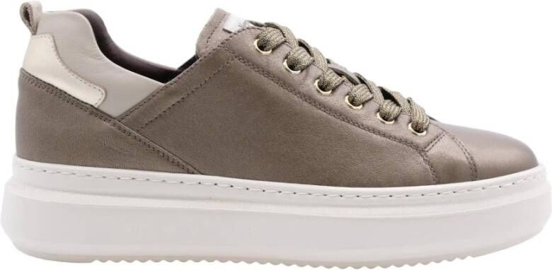 Nerogiardini Bronzen Gelamineerde Leren Sneaker Brown Dames - Foto 16