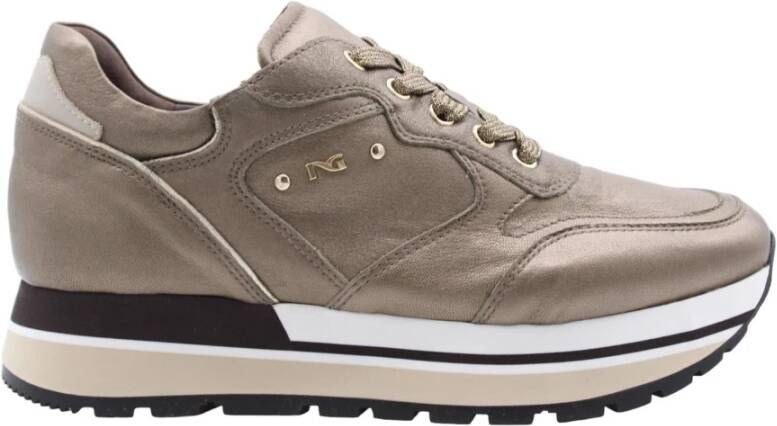 Nerogiardini Bronzen Gelamineerde Leren Sneaker Brown Dames - Foto 12