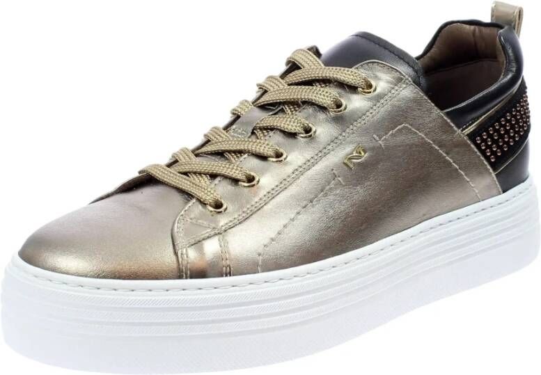 Nerogiardini Bronzen Gelamineerde Leren Sneaker Brown Dames - Foto 8