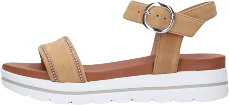 Nerogiardini Stijlvolle Sandalen met Strass Steentjes Brown Dames
