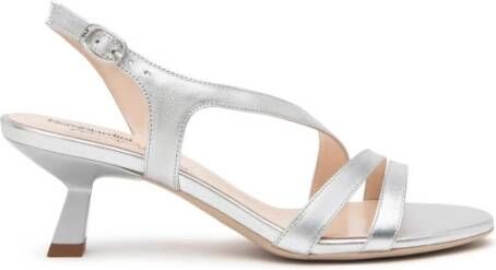 Nerogiardini Zilveren gelamineerde sandalen met 5 cm hak