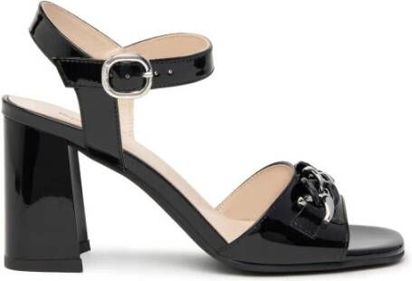 Nerogiardini Zwarte lak sandaal met ketting Black Dames