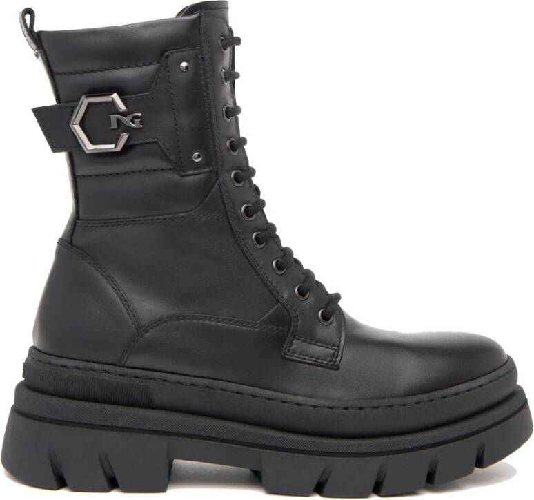 Nerogiardini Zwarte Leren Blokhaklaarzen Black Dames