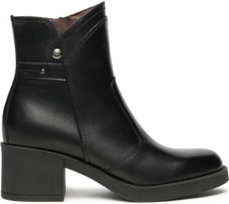 Nerogiardini Zwarte leren enkellaarsjes met zijrits - Foto 2