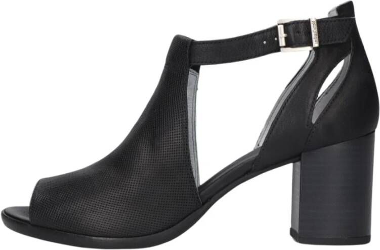 Nerogiardini Zwarte Leren Geperforeerde Sandalen Black Dames - Foto 5