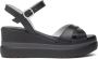Nerogiardini Zwarte leren sleehak sandalen - Thumbnail 1