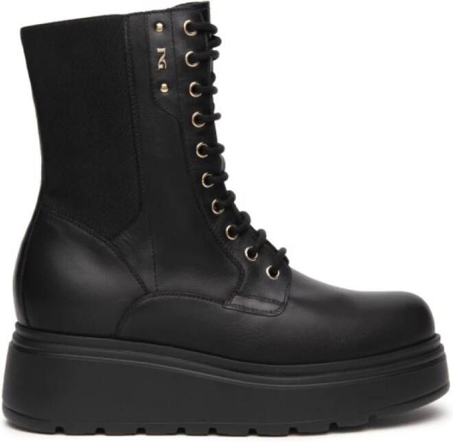 Nerogiardini Zwarte leren veterschoenen