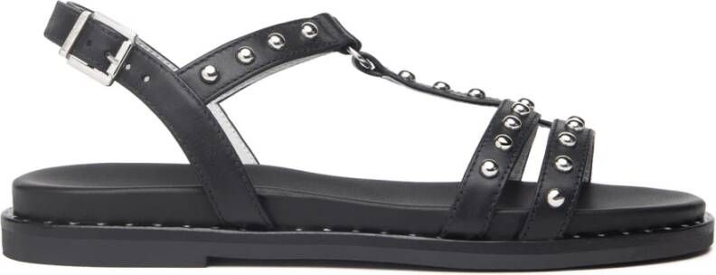 Nerogiardini Zwarte Sandalen met Pietrine Detail