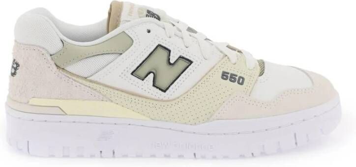 New Balance 550 Faux Leren Sneakers met Perforaties White Dames