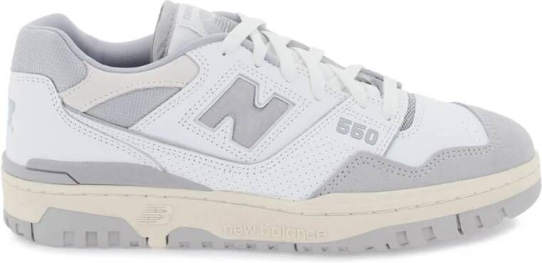 New Balance 550 Leren Sneakers met Suede Inzetstukken White Heren