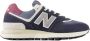 New Balance 574Lgfn Sneakers Marineblauw met Grijs en Granaatappel Details Meerkleurig Heren - Thumbnail 1