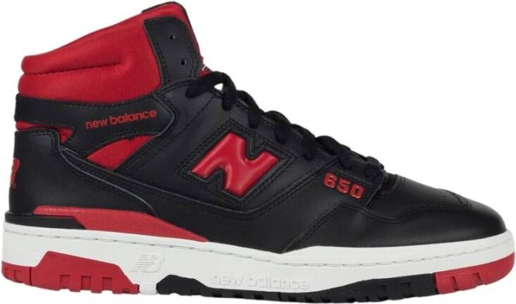 New Balance 650 Sneakers Klassiek Leren Bovenwerk Gewatteerde Kraag Zwart Heren