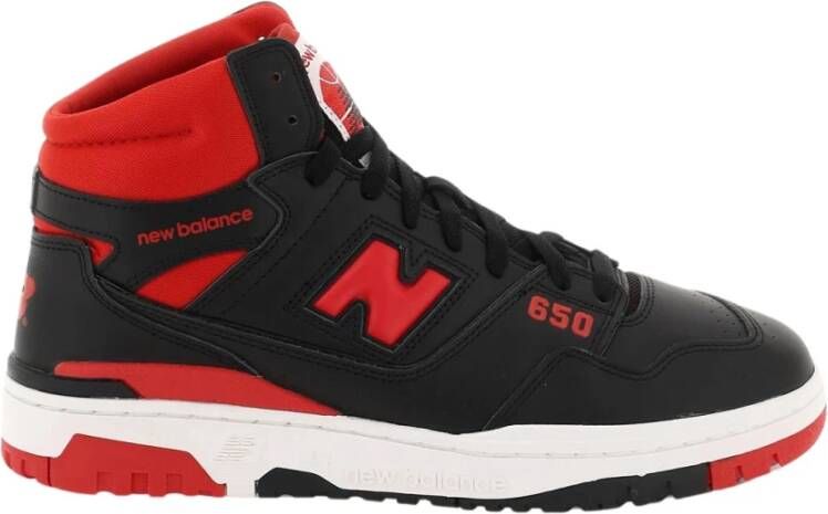 New Balance 650 Sneakers Klassiek Leren Bovenwerk Gewatteerde Kraag Zwart Heren