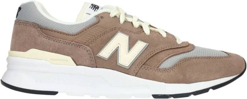 New Balance Bruin en beige leren textiel sneaker Beige Heren