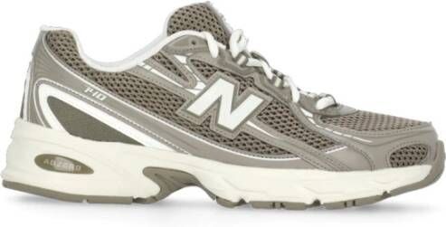 New Balance Bruine Tech Stof Sneakers Ronde Neus