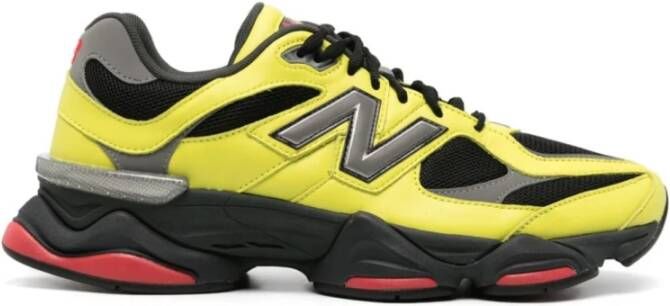 New Balance Geel Leren Mesh Sneakers Ronde Neus Multicolor Heren