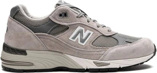 New Balance "Grijze Leren Sneakers met Reflecterende Details" Grijs Dames