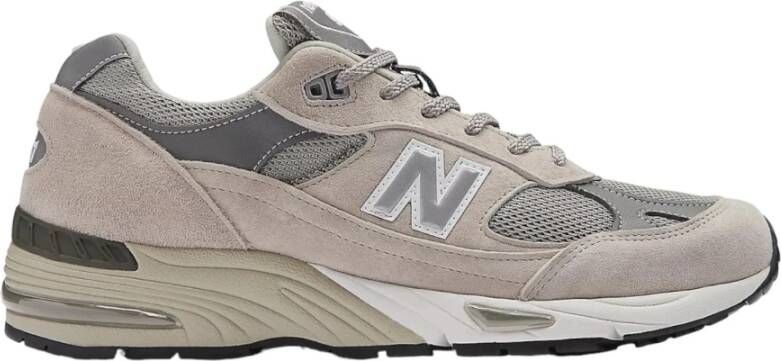 New Balance "Grijze Leren Sneakers met Reflecterende Details" Grijs Dames