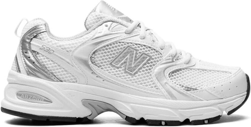 New Balance Witte Mesh Sneakers met Zilveren Details