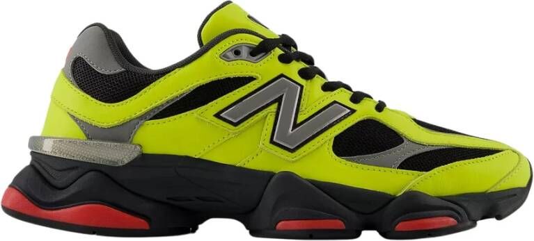 New Balance Geel Leren Mesh Sneakers Ronde Neus Multicolor Heren