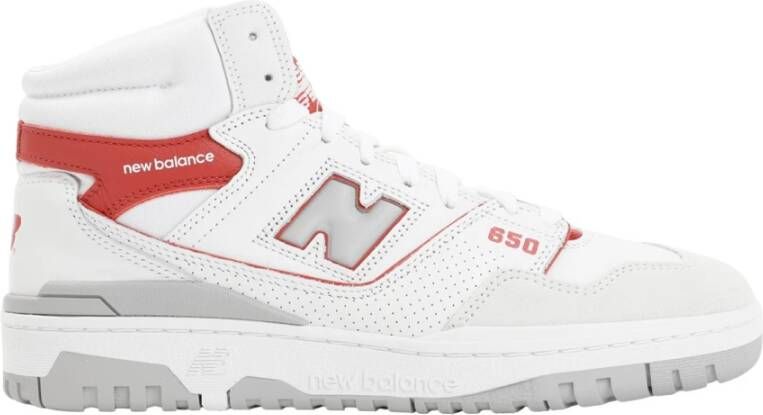 New Balance Witte Leren Sneakers met Rode Details