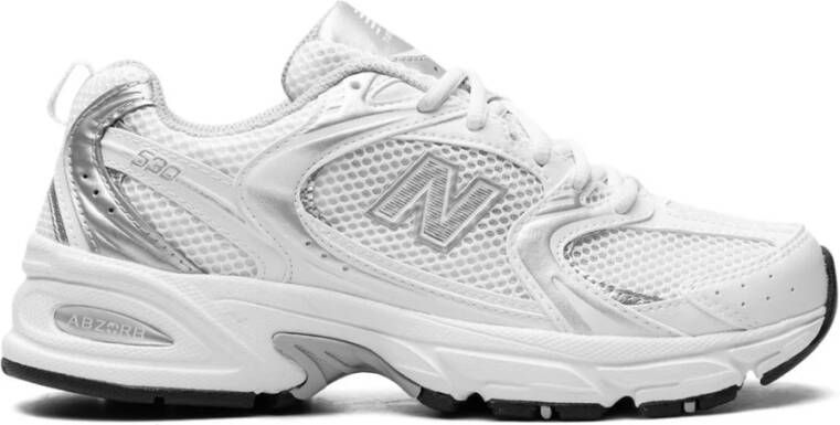 New Balance Witte Mesh Sneakers met Zilveren Details