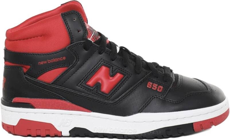 New Balance 650 Sneakers Klassiek Leren Bovenwerk Gewatteerde Kraag Zwart Heren