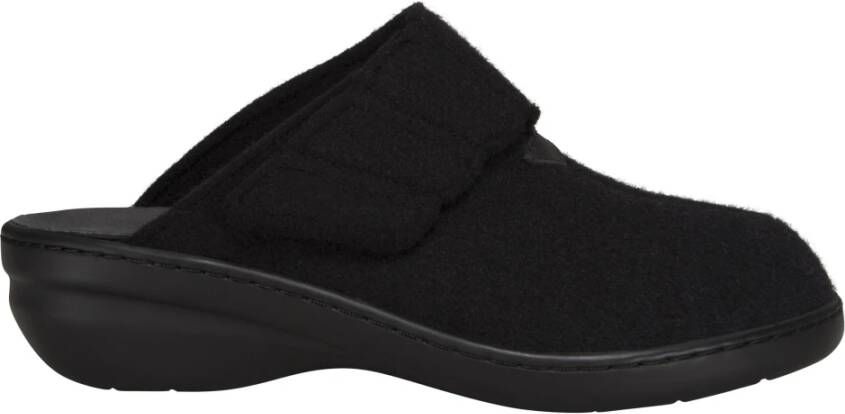 New Feet Zwarteieuwe voeten wol vilt dame slippers Black Dames