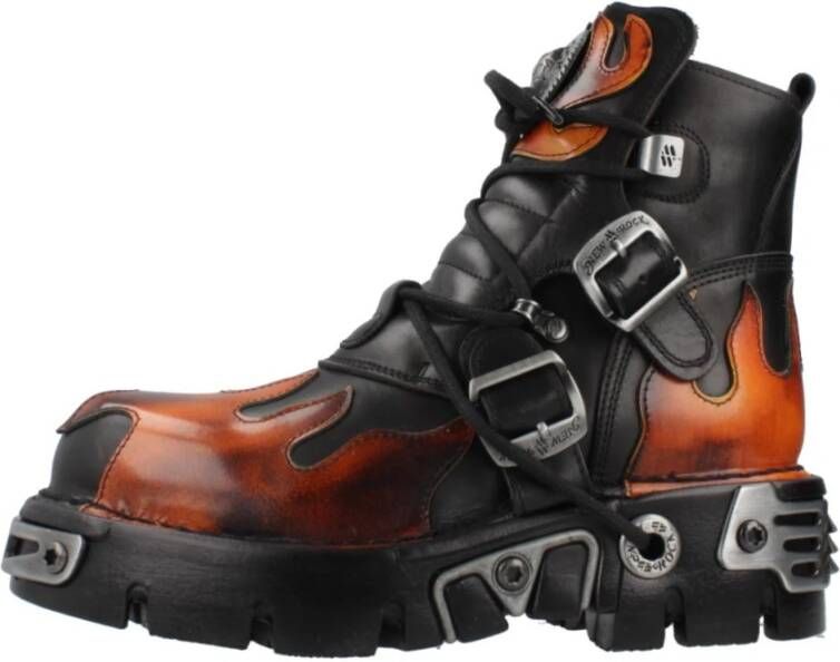 New Rock Metallic Veterschoenen Enkellaarsjes