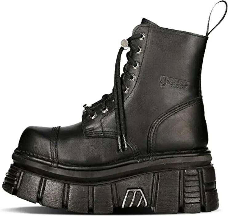 New Rock Nomada Zwart Lederen Hoge Kwaliteit Schoenen