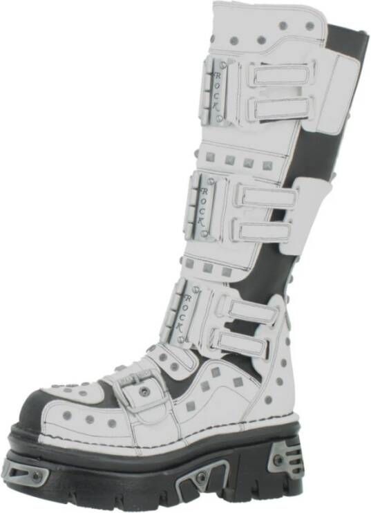 New Rock Zwarte en witte hoge laarzen
