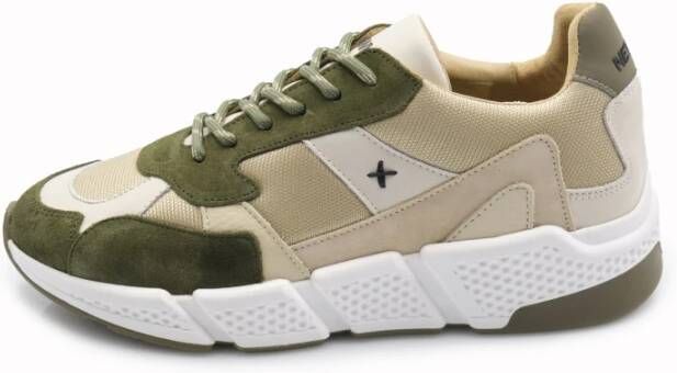 Newlab Witte en Bruine Appleskin Sneaker oor Heren White Heren