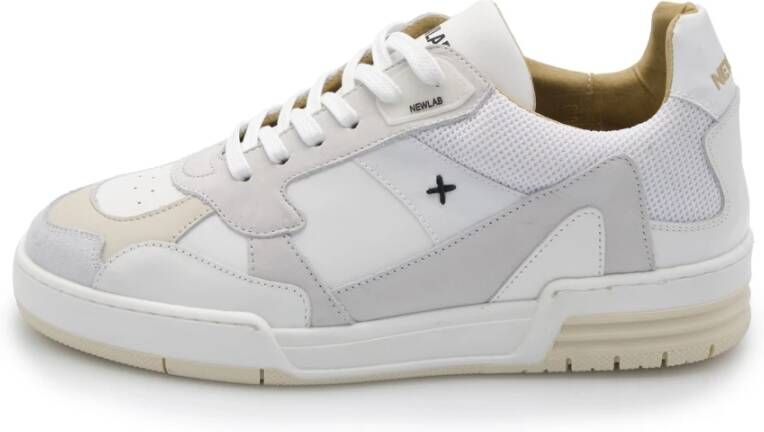 Newlab Witte Leren Sneakers met Handgemaakte Rubberen Zool White Heren