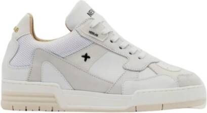 Newlab Witte Leren Sneakers met Handgemaakte Rubberen Zool White Heren